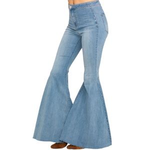 Free People High Rise Flare Jeans Size 24 Blue Light Wash